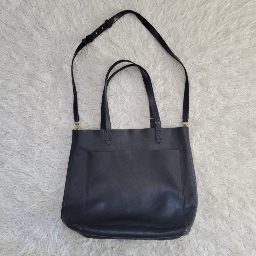 Madewell The Medium Transport Tote Black Leather F5788 Minimalist